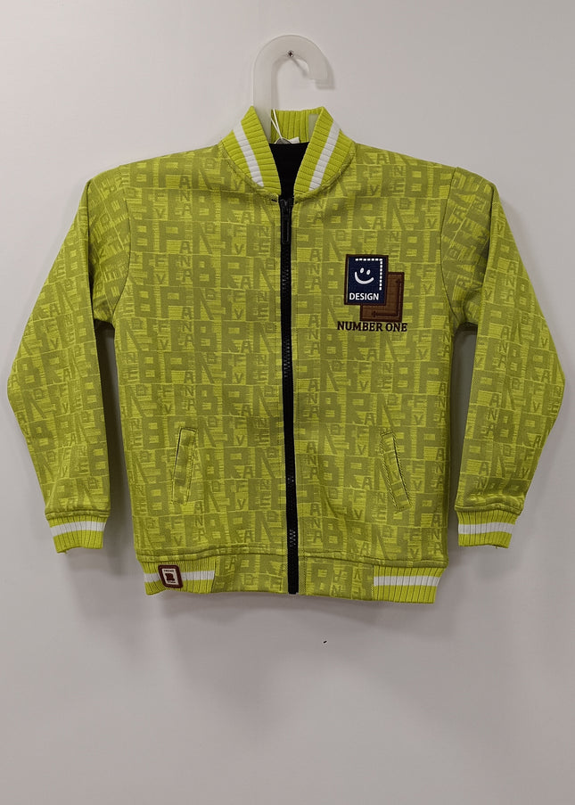 Boys Green Printed Jacket with Black T-Shirt Set | 2-Piece Kids Outfit by He & She