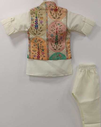 He and She Boys Embroidered Koti Kurta Pajama Set | Festive Ethnic Wear for Kids