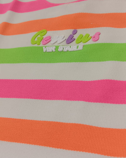 He and She Girls Multicolor Striped Crop Top for Kids