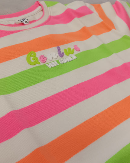 He and She Girls Multicolor Striped Crop Top for Kids