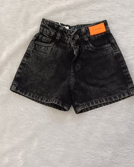 He And She Girls Black Denim Shorts | Stylish Casual Cotton Shorts for Kids