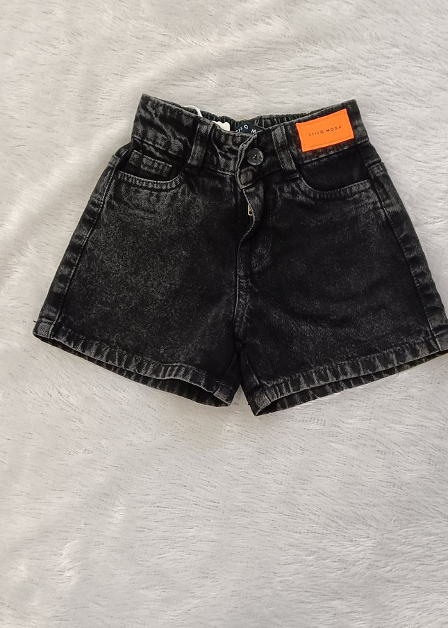 He And She Girls Black Denim Shorts | Stylish Casual Cotton Shorts for Kids