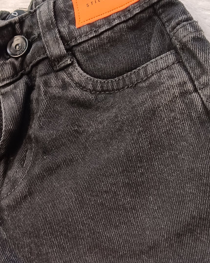 He And She Girls Black Denim Shorts | Stylish Casual Cotton Shorts for Kids