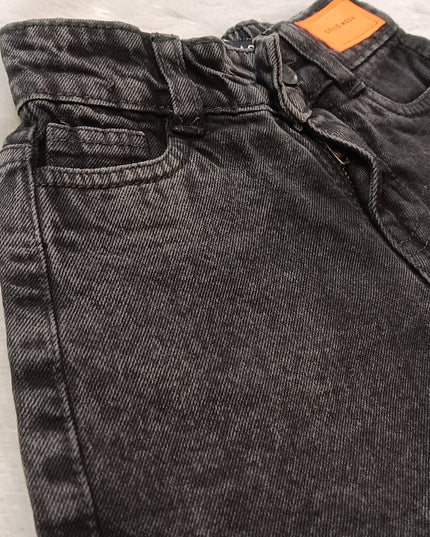 He And She Girls Black Denim Shorts | Stylish Casual Cotton Shorts for Kids