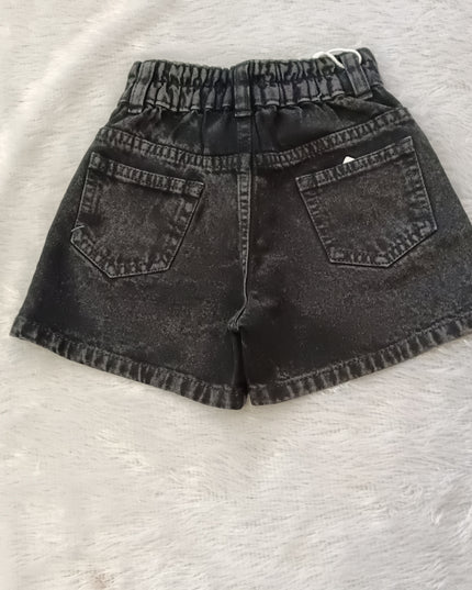 He And She Girls Black Denim Shorts | Stylish Casual Cotton Shorts for Kids