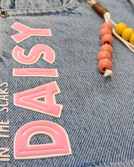 He And She Girls Light Blue Denim Shorts | Cute Cartoon Printed Casual Shorts for Kids