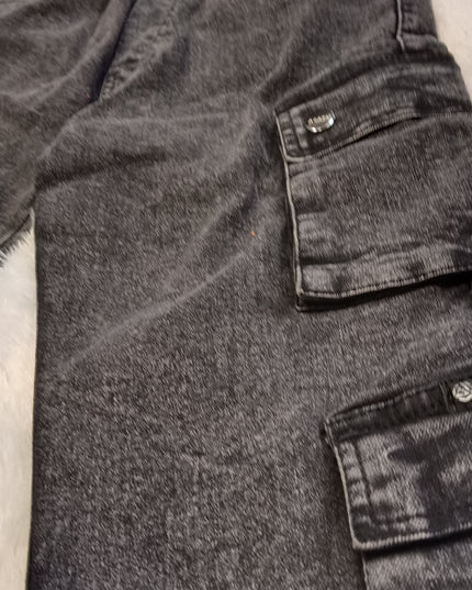 Boys Stylish Black Cargo Jeans for Kids | Trendy Denim Pants by He And She