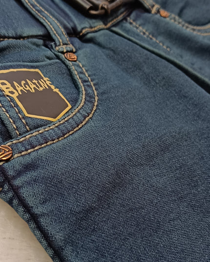 He And She Boys Dark Blue Denim Jeans with Belt | Stylish Regular Fit Kids Jeans