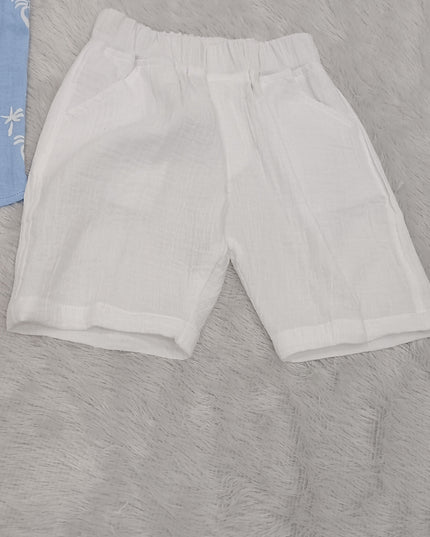 He And She Boys Blue Printed Co-Ord Set | Stylish Cotton Shirt & Pant Set for Kids