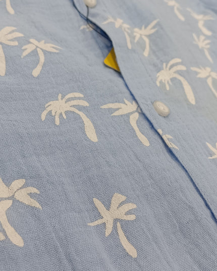 He And She Boys Blue Printed Co-Ord Set | Stylish Cotton Shirt & Pant Set for Kids