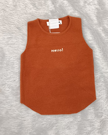 Girls Rust Orange Sleeveless Crop Top for Kids | Trendy Casual Summer Top