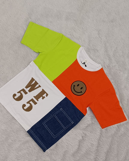 Boys Multicolor Color Block Half Sleeve T-Shirt for Kids | Trendy Casual Cotton Tee