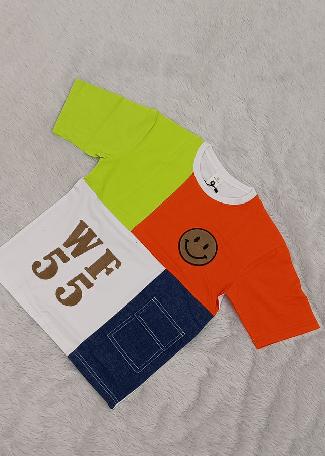 Boys Multicolor Color Block Half Sleeve T-Shirt for Kids | Trendy Casual Cotton Tee