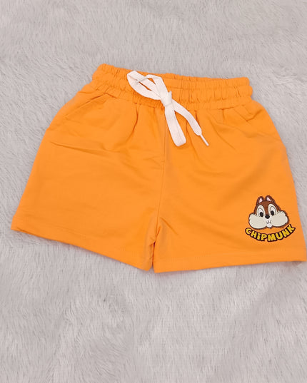Girls Orange Cartoon Print Co-Ord Set for Kids | Stylish T-Shirt & Shorts Set