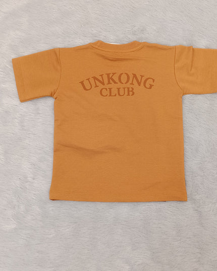 He and She Boys Orange Pocket Graphic Printed T-Shirt