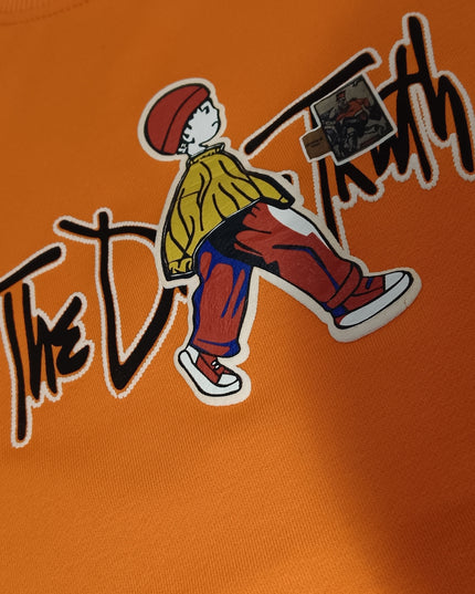 He and She Boys Orange Graphic Printed Casual T-Shirt