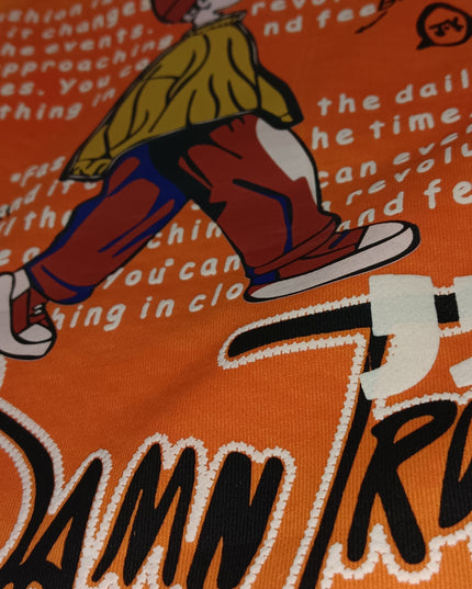 He and She Boys Orange Graphic Printed Casual T-Shirt