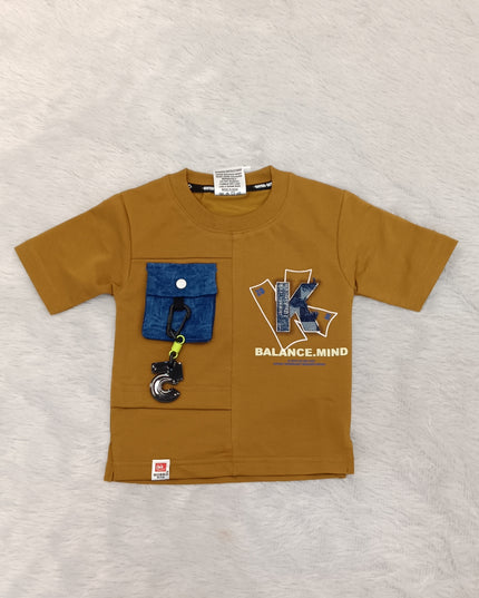 He and She Boys Mustard Graphic Pocket T-Shirt