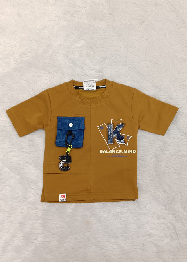 He and She Boys Mustard Graphic Pocket T-Shirt