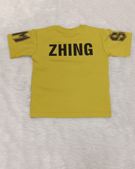 He and She Boys Yellow Cartoon Graphic Printed T-Shirt