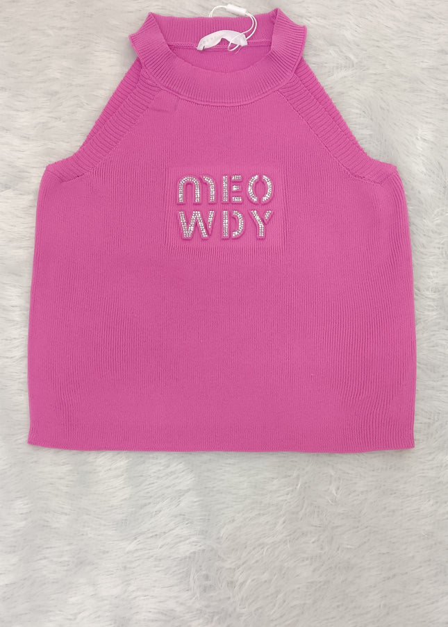 He and She Girls Pink Ribbed Sleeveless Top – Trendy Casual Fashion Top for Girls