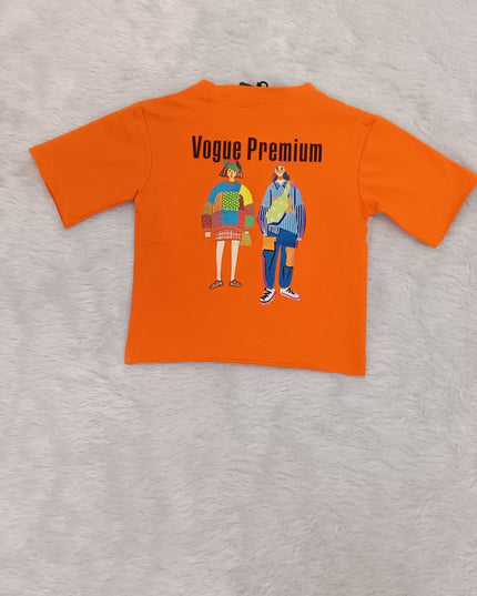 He and She Girls Orange Casual T-Shirt – Stylish Cotton Blend Half Sleeve T-Shirt for Girls