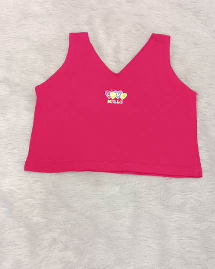 Girls Sleeveless Cotton Summer Top – Pink & Orange | Casual Kids Tank Top