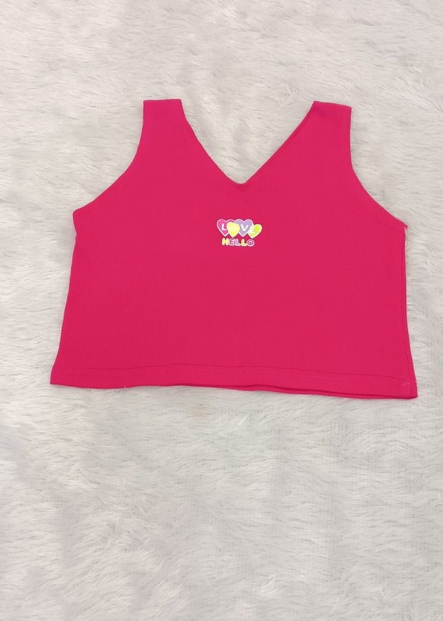 Girls Sleeveless Cotton Summer Top – Pink & Orange | Casual Kids Tank Top