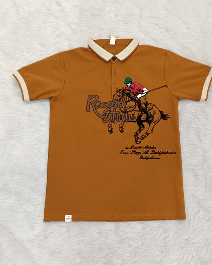 He and She Boys Lavender Polo T-Shirt | Airplane Embroidered Casual Collar Tee