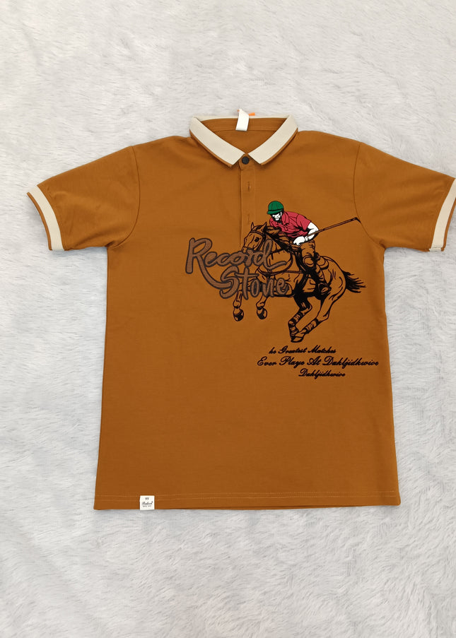 He and She Boys Lavender Polo T-Shirt | Airplane Embroidered Casual Collar Tee