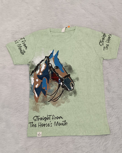 He and She Boys Horse Graphic Printed Cotton T-Shirt