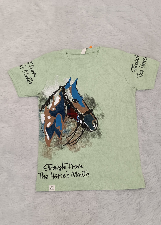 He and She Boys Horse Graphic Printed Cotton T-Shirt