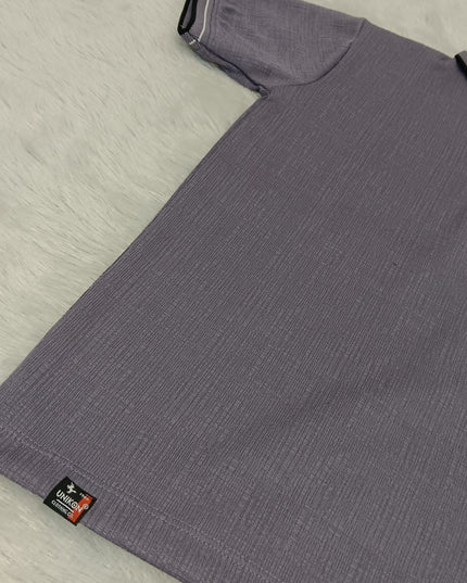 He and She Boys Lavender Polo T-Shirt | Airplane Embroidered Casual Collar Tee