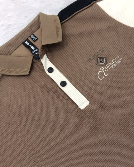 He and She Boys Brown Contrast Sleeve Polo T-Shirt