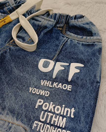 BOYS PANT CODE-B59 He and She Boys Denim Capri Shorts | Stylish Printed Elastic Waist Capri for Kids