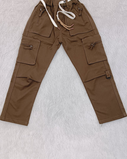 BOYS CARGO CODE-B48 He and She Boys Brown Utility Cargo Pants with Multiple Pockets | Stylish Casual Cargo Trousers for Kids