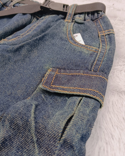 BOYS JEANS CODE-B56 Boys Premium Cargo Denim Jeans with Adjustable Belt | Stylish Casual Kids Jeans | He and She