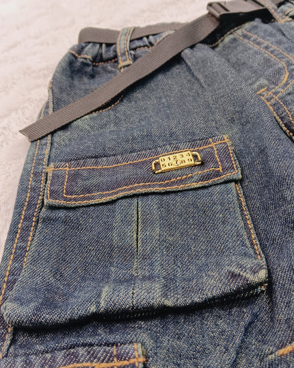 BOYS JEANS CODE-B56 Boys Premium Cargo Denim Jeans with Adjustable Belt | Stylish Casual Kids Jeans | He and She