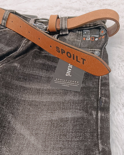 BOYS JEANS CODE-B65 He And She Boys Black Washed Denim Jeans with Belt | Stylish Kids Casual Jeans
