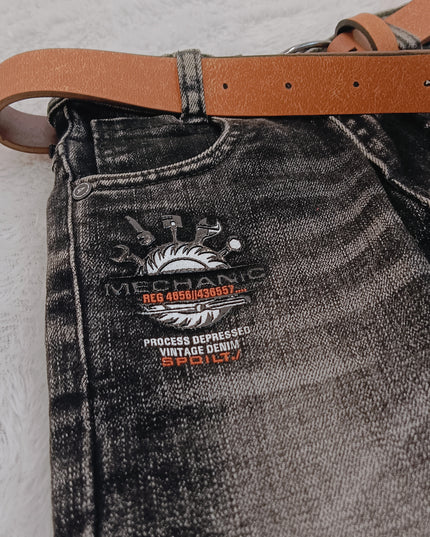 BOYS JEANS CODE-B65 He And She Boys Black Washed Denim Jeans with Belt | Stylish Kids Casual Jeans