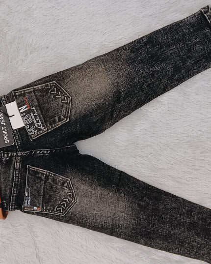 BOYS JEANS CODE-B65 He And She Boys Black Washed Denim Jeans with Belt | Stylish Kids Casual Jeans
