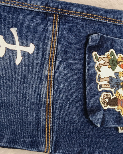 BOYS JEANS CODE-B53 He and She Boys Printed Cargo Denim Jeans with Adjustable Belt | Stylish Casual Jeans for Kids
