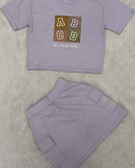GIRLS CORDSET CODE-A69 He & She Girls Black Bow Print Co-Ord Set | Stylish T-Shirt & Shorts Set for Girls