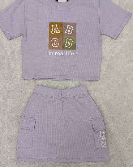 GIRLS CORDSET CODE-A69 He & She Girls Black Bow Print Co-Ord Set | Stylish T-Shirt & Shorts Set for Girls