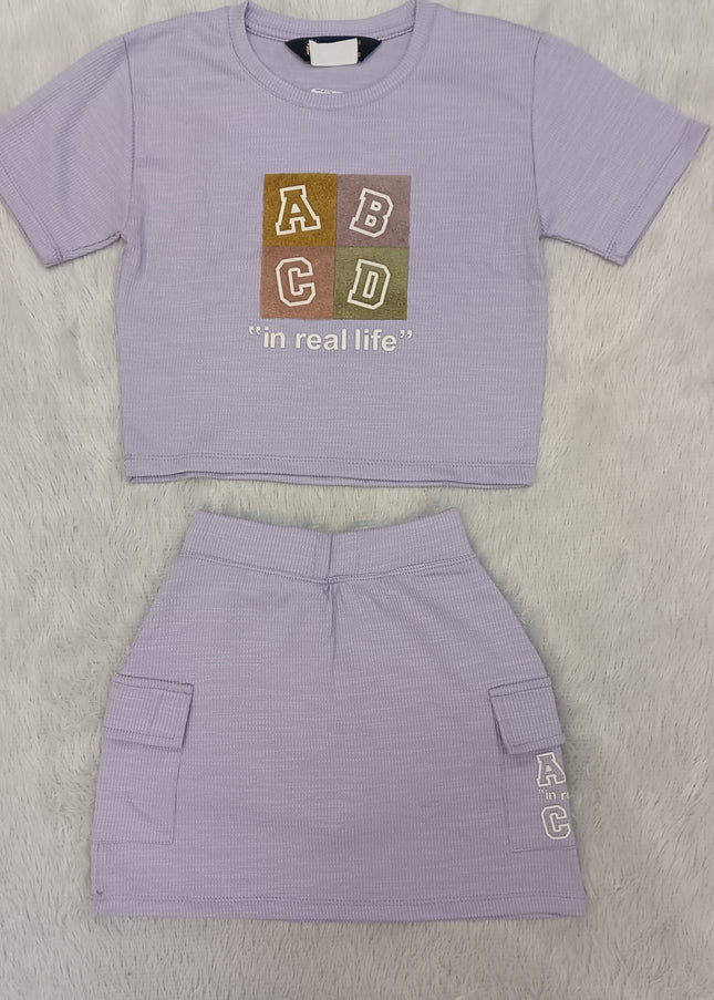 GIRLS CORDSET CODE-A69 He & She Girls Black Bow Print Co-Ord Set | Stylish T-Shirt & Shorts Set for Girls