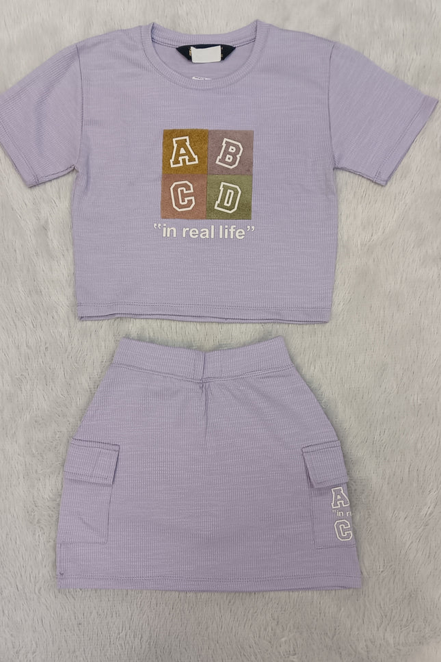 GIRLS CORDSET CODE-A69 He & She Girls Black Bow Print Co-Ord Set | Stylish T-Shirt & Shorts Set for Girls