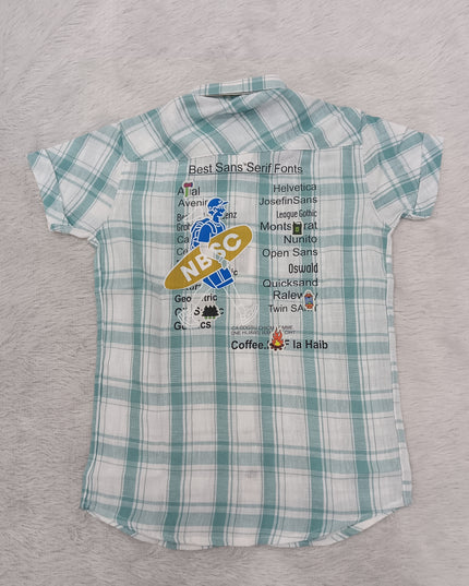 BOYS SHIRT CODE-A83 He & She Boys Mint Green Checked Half Sleeve Casual Shirt | Stylish Kids Cotton Blend Shirt