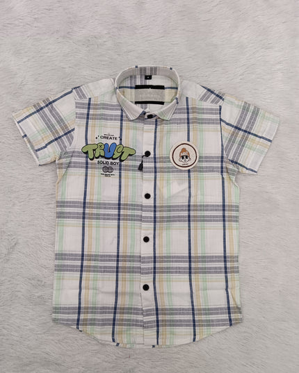 BOYS SHIRT CODE-A82 He & She Boys Casual Checked Half Sleeve Cotton Shirt | Stylish Summer Kids Shirt