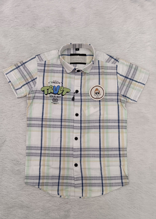 BOYS SHIRT CODE-A82 He & She Boys Casual Checked Half Sleeve Cotton Shirt | Stylish Summer Kids Shirt