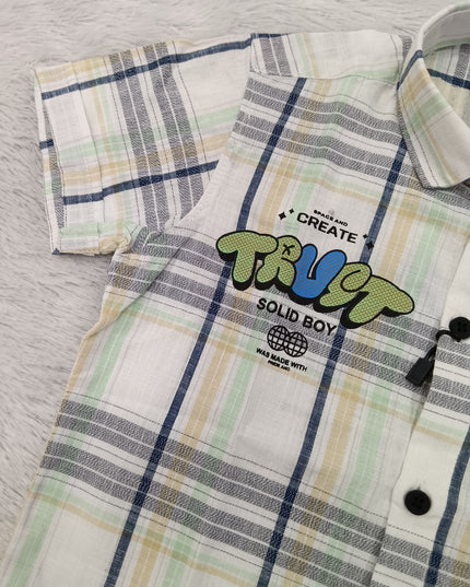 BOYS SHIRT CODE-A82 He & She Boys Casual Checked Half Sleeve Cotton Shirt | Stylish Summer Kids Shirt